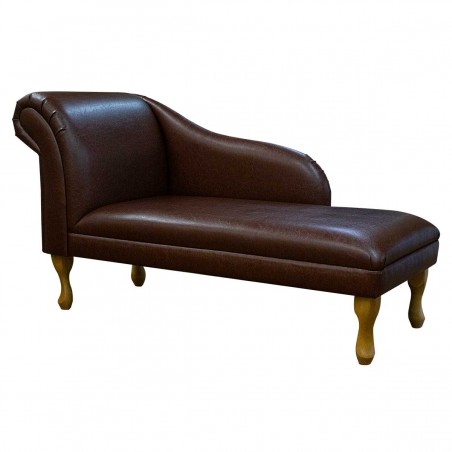 52" Medium Chaise Longue in a Denver Chestnut Faux Leather Fabric