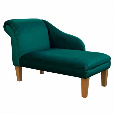 45" Medium Chaise Longue in a Malta Emerald Deluxe Velvet Fabric