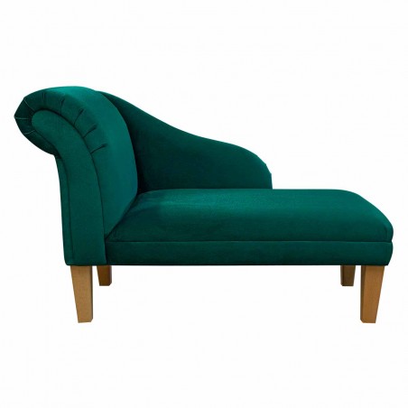 45" Medium Chaise Longue in a Malta Emerald Deluxe Velvet Fabric