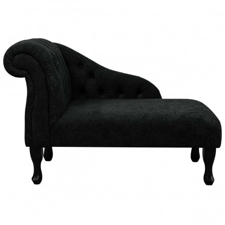 41" Buttoned Mini Chaise Longue in a Plush Black Fabric