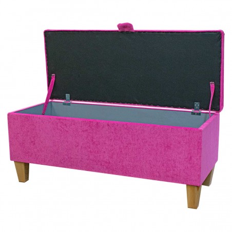 Storage Bench Stool in a Pimlico Crush Fuchsia Pink Fabric