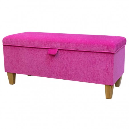 Storage Bench Stool in a Pimlico Crush Fuchsia Pink Fabric