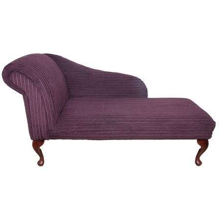 52" Classic Style Chaise Longue in a Deep Purple / Mulberry Jumbo Cord Velvet - 16112