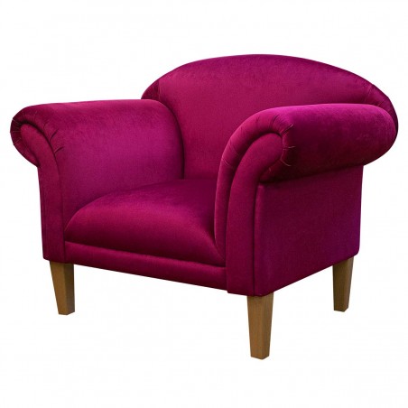 Large Chaise Club Chair in a Monaco Boysenberry Supersoft Velvet Fabric