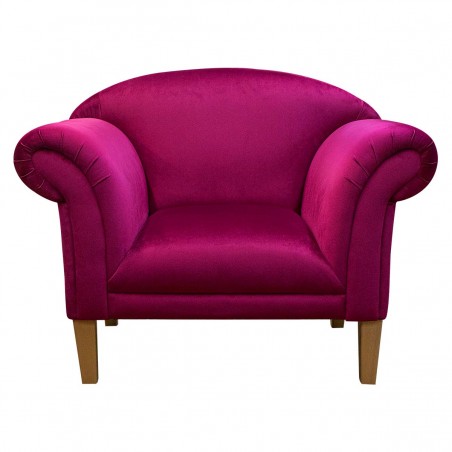 Large Chaise Club Chair in a Monaco Boysenberry Supersoft Velvet Fabric