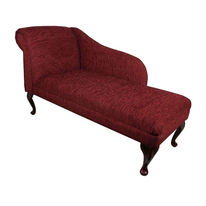 52" Classic Style Chaise Longue in a Flame Wine Fabric - 15929