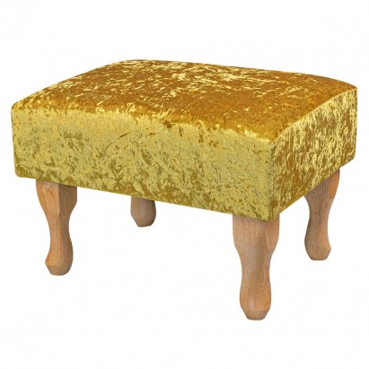 Small Footstool in a Shimmer Gold Crushed Velvet Fabric