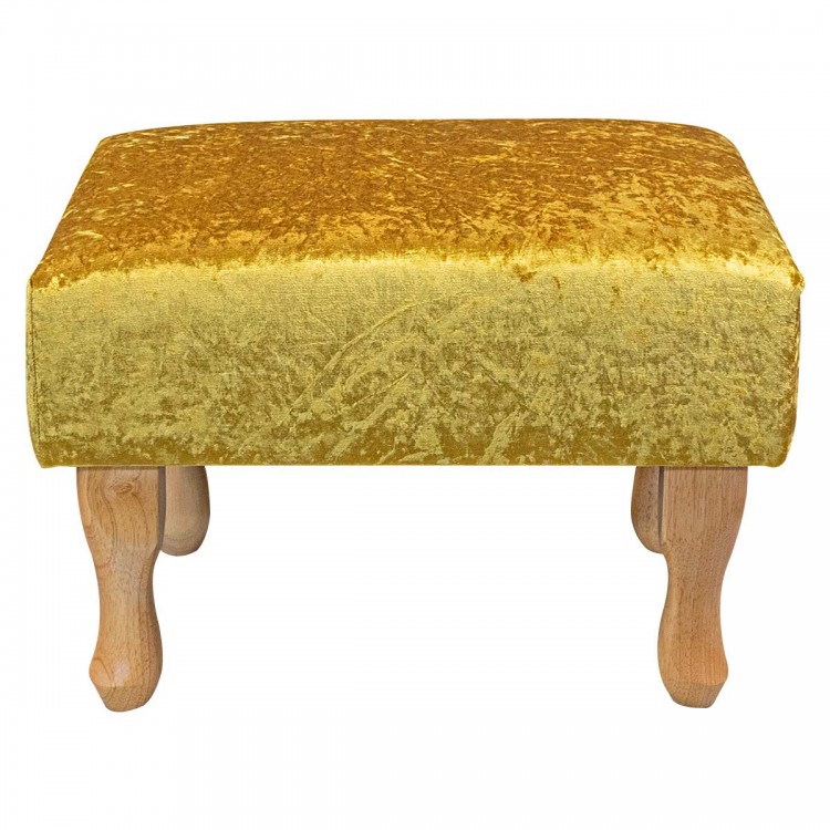 crushed velvet footstool in gold crushed velvet footstool in gold