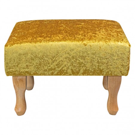 Small Footstool in a Shimmer Gold Crushed Velvet Fabric