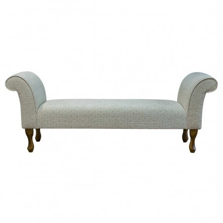 64" Large Window Seat Settle in a Camden Diamond Pearl Fabric