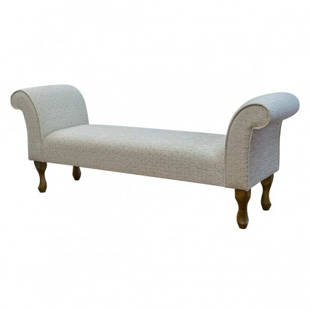 64" Large Window Seat Settle in a Camden Diamond Pearl Fabric