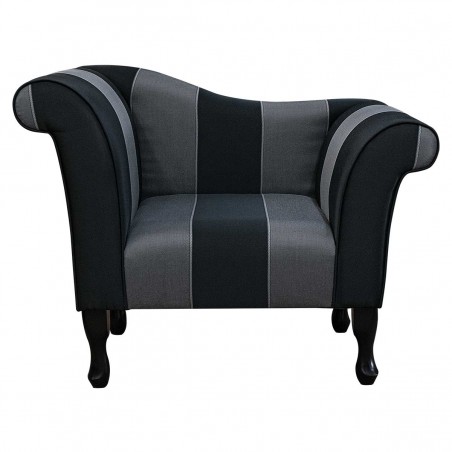 Designer Chaise Chair in a Flatweave Broad Stripe Noir Fabric