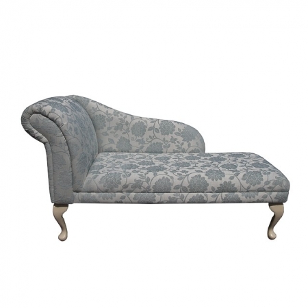 52" Classic Style Chaise Longue in a Floral Blue Fabric - 17071