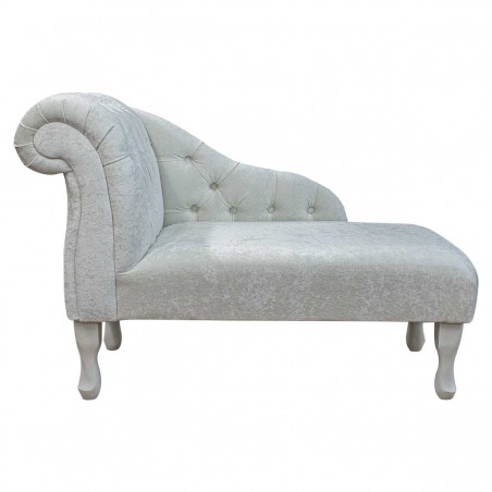 41" Buttoned Mini Chaise Longue in a Pastiche Plain White Fabric