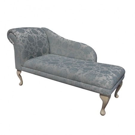 52" Classic Style Chaise Longue in a Floral Blue Fabric - 17071