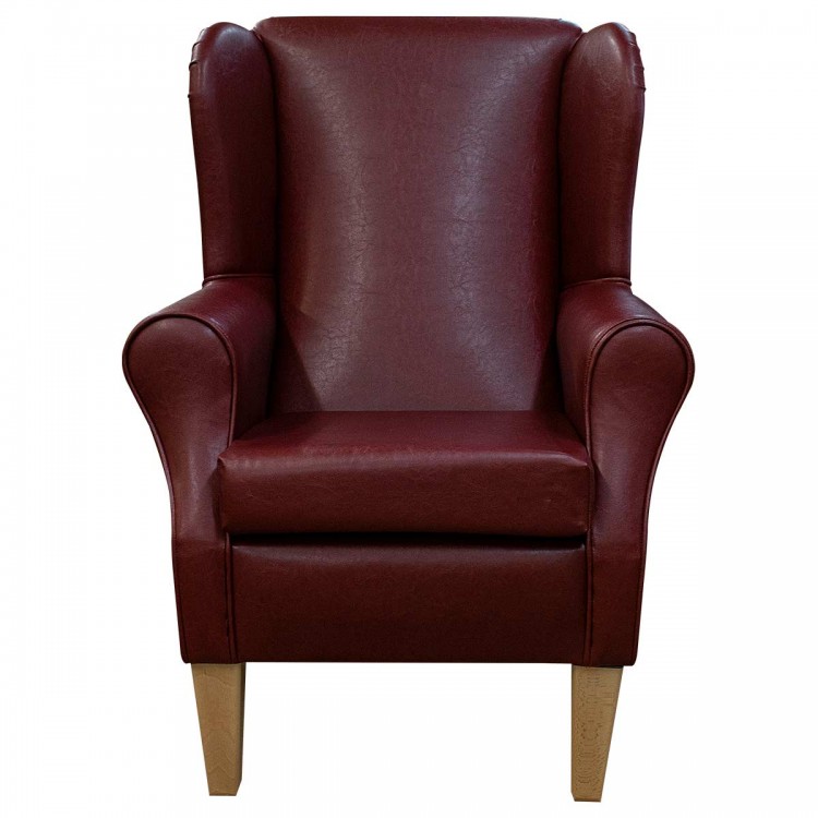 faux leather wine red armchair