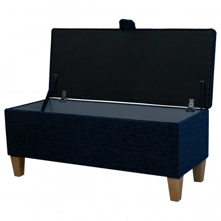 Storage Bench Stool in a Portobello Boucle Navy Fabric