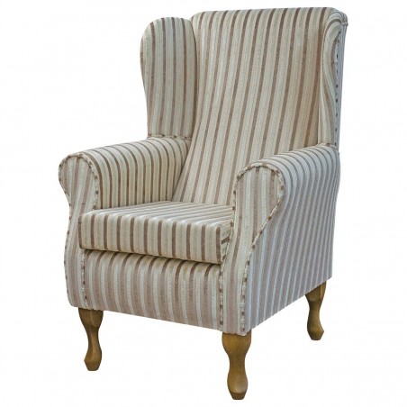 cream wingback chair with stripe