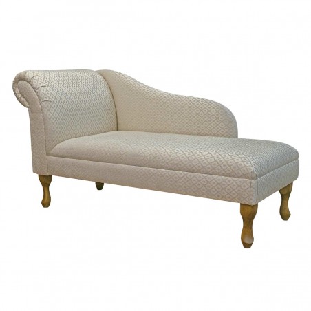 56" Medium Chaise Longue in a Woburn Gold Trellis Fabric