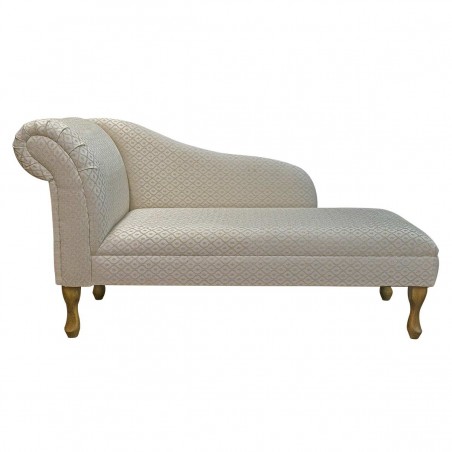 56" Medium Chaise Longue in a Woburn Gold Trellis Fabric