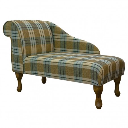 41" Mini Chaise Longue in a Kintyre Pampas Tartan Fabric