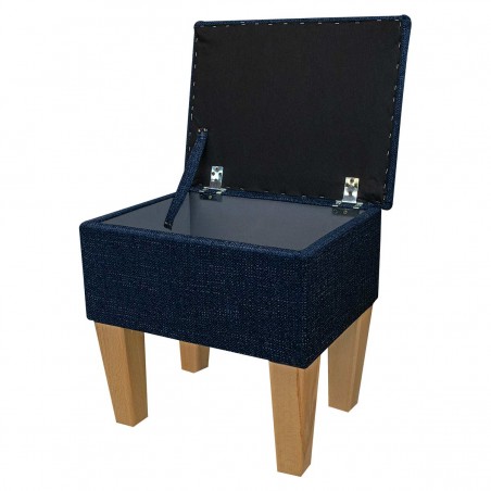 Small Dressing Table Stool in a Ponte Plain Midnight Metallic Fabric