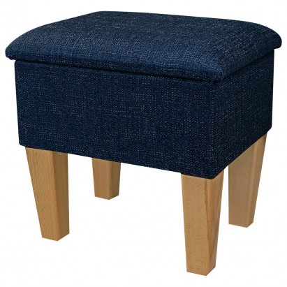 Small Dressing Table Stool in a Ponte Plain Midnight Metallic Fabric