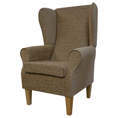 Large High Back Chair in a Portobello Boucle Cocoa Fabric