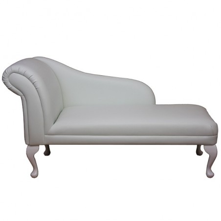 52" Medium Chaise Longue in a Frozen White Faux Leather