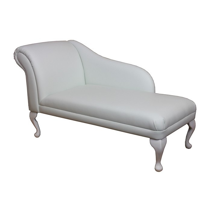 52" Classic Style Chaise Longue in a Frozen White Faux Leather