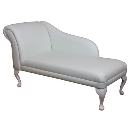 52" Classic Style Chaise Longue in a Frozen White Faux Leather