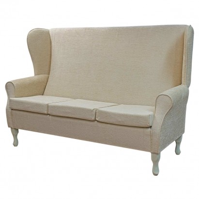 3 Seater Highback Sofa in Woburn Plain Gold Fabric