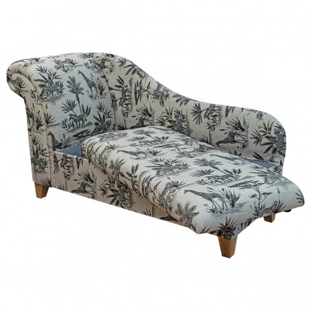 60" Large Storage Chaise Longue in a Safari Wildlife Fabric