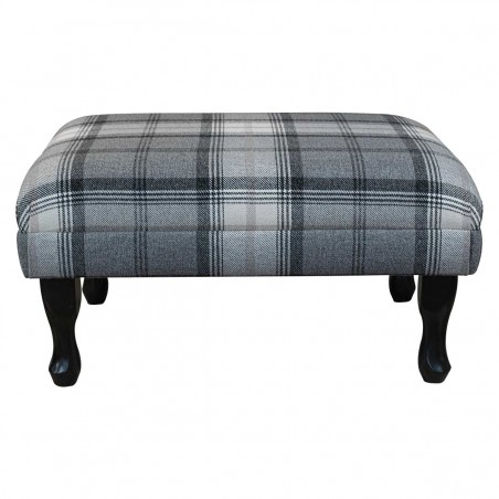 LUXE Medium Footstool in a Sophie Check Zinc Fabric