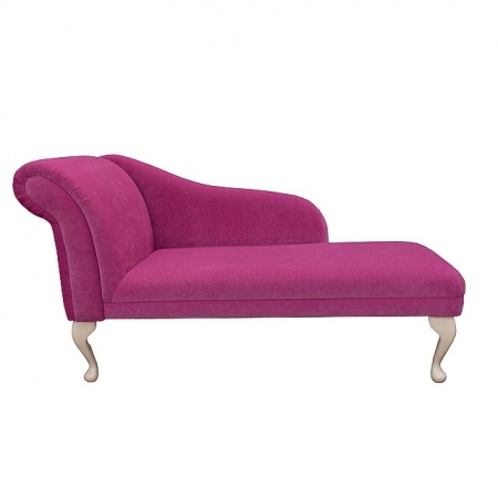 52" Classic Style Chaise Longue in a Fuchsia Pink Pimlico Crush Fabric - 16021