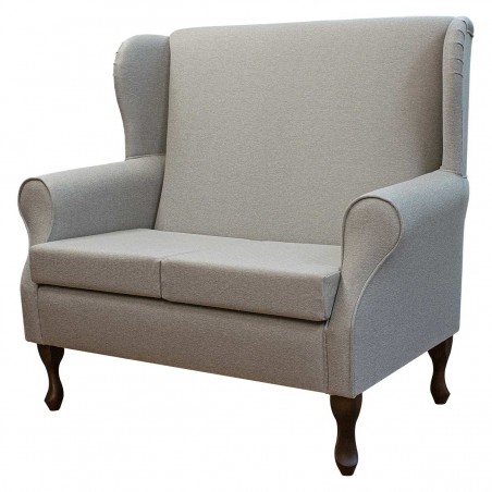 2 Seater Wingback Sofa in a Dundee Herringbone Dove Fabric