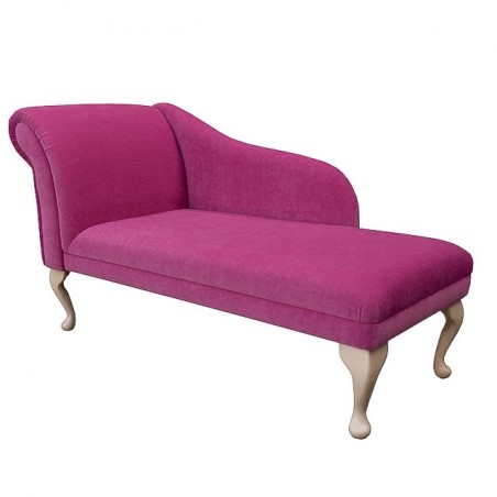 52" Classic Style Chaise Longue in a Fuchsia Pink Pimlico Crush Fabric - 16021