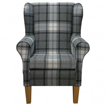 LUXE Standard Wingback Fireside Chair in Sophie Check Zinc Fabric