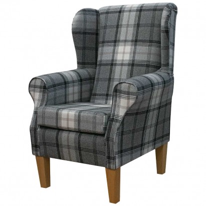 Standard Wingback Fireside Chair in Sophie Check Zinc Fabric
