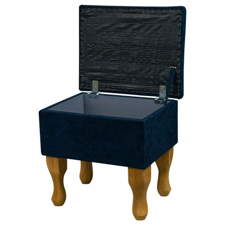 Small Navy Dressing Table Stool in a Plush Blue Fabric