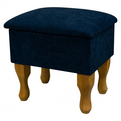 Small Dressing Table Stool in a Plush Navy Blue Fabric