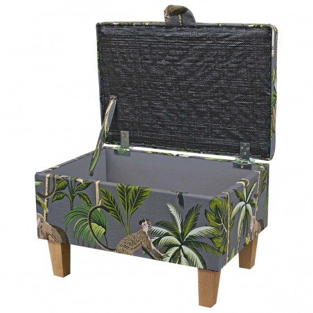 Storage Footstool, Ottoman, Pouffe in a Monkey Grey 100% Cotton Print Fabric