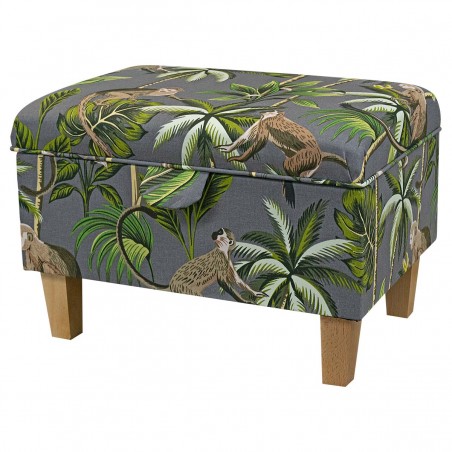 Storage Footstool, Ottoman, Pouffe in a Monkey Grey 100% Cotton Print Fabric