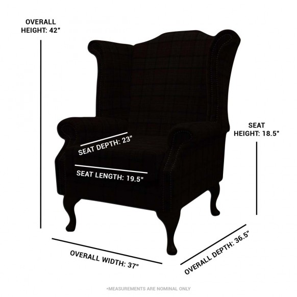 CLEARANCE LUXE Large Wingback Monk Armchair in a Red Lana Tartan Fabric