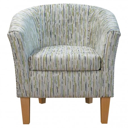 LUXE Designer Tub Chair in Extravaganza Stripe Burst Lime Fabric