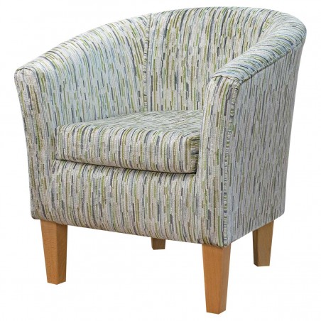 LUXE Designer Tub Chair in Extravaganza Stripe Burst Lime Fabric