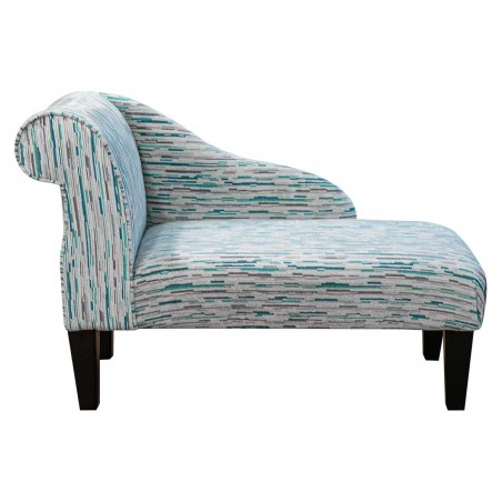 LUXE 41" Mini Chaise Longue in an Extravaganza Stripe Burst Teal Fabric