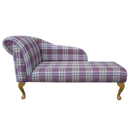 52" Medium Chaise Longue in a Kintyre Heather Tartan Fabric