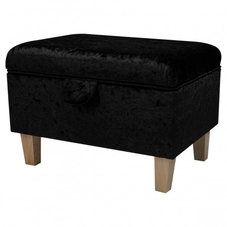 Storage Footstool, Ottoman, Pouffe in a Shimmer Black Crushed Velvet Fabric