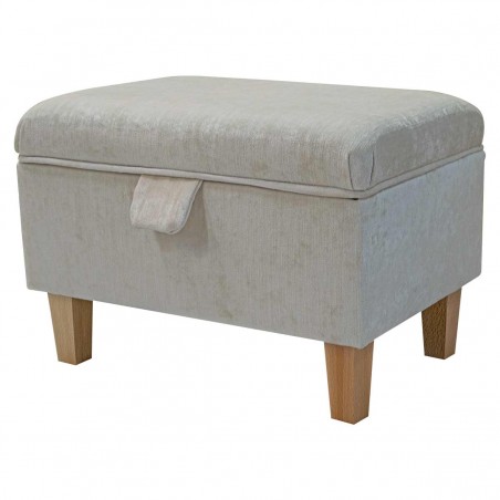 Storage Footstool, Ottoman, Pouffe in a Pastiche Slub Pearl Fabric